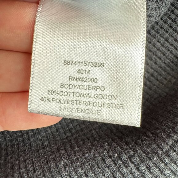 Bongo Y2K Waffle Knit Babydoll‎ Top Womens M Lace V Neck Button Thermal Henley - Picture 4 of 7